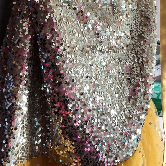 Strapless Gold Mermaid Sequin Prom Dress w/ Corset - Picture 3 of 12